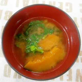 菜の花・かぼちゃの味噌汁